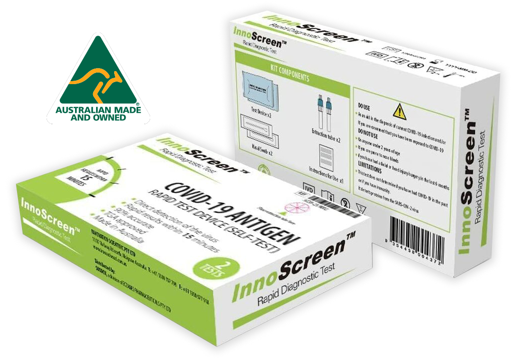 Innoscreen Rapid Antigen Tests - Aus MAde Self-Testing Covid-19 Rapid Antigen Tests